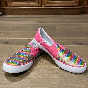 Cat & Jack size 3 girls hot pink sparkling sequin loafers NWOT smoke free home